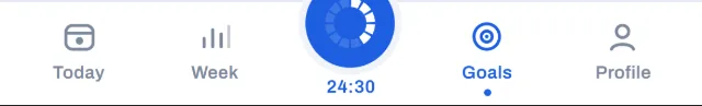 The Shortyear tab bar: Today, Week, Goals, Profile
